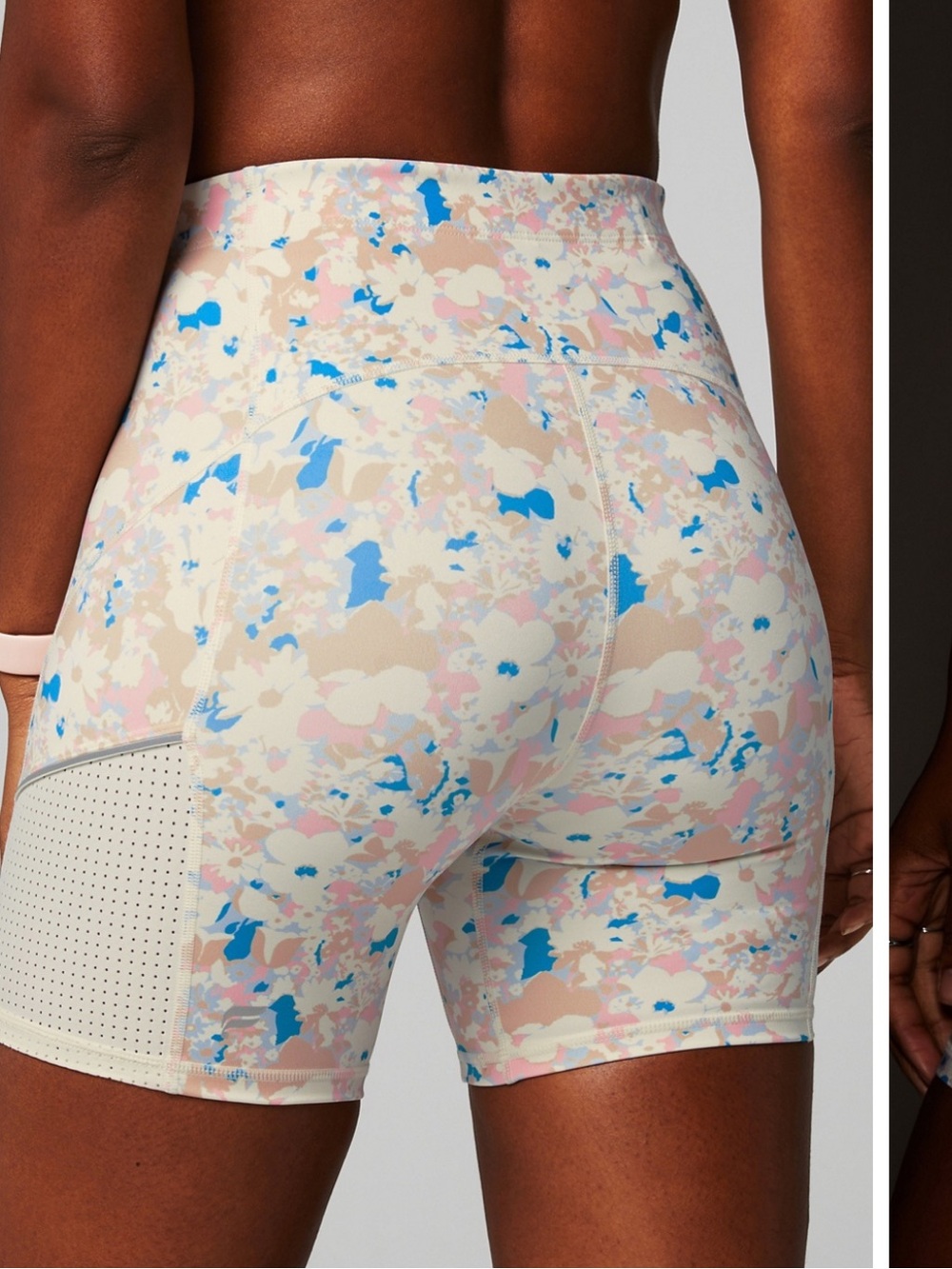 Fabletics High-Rise Pastel Camouflage Bike Shorts in Blue and Pink - Picture 4 of 11